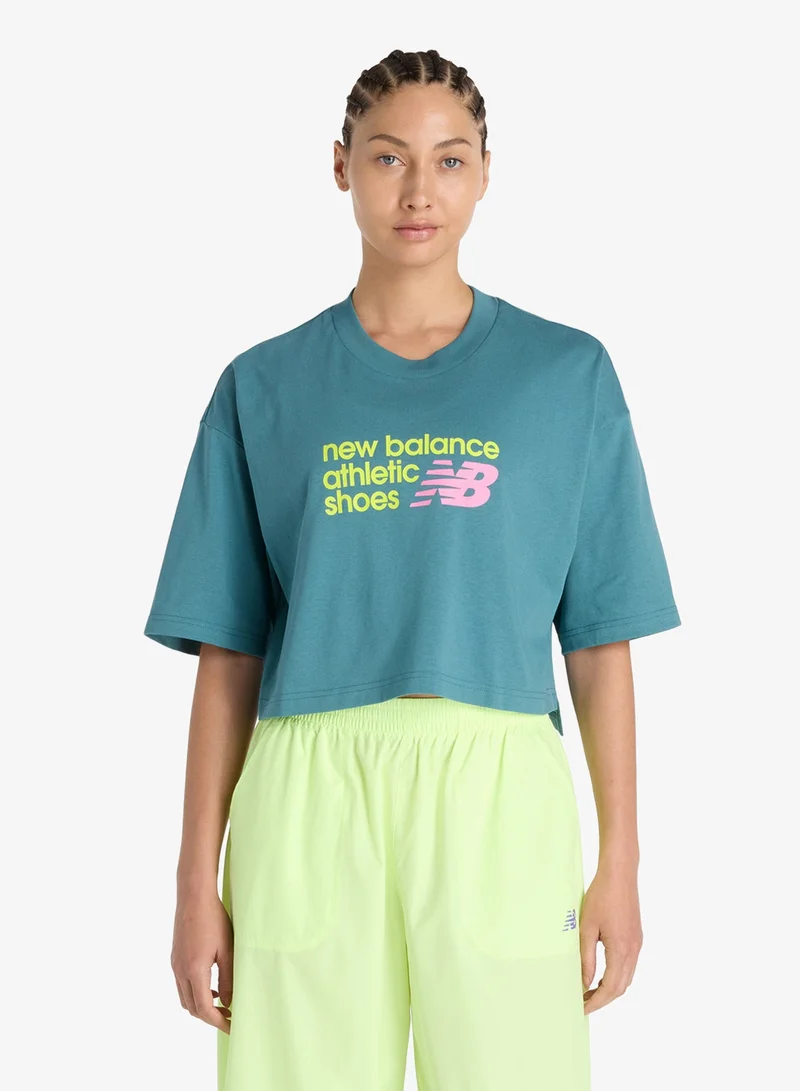 New Balance Athletics Premium Chest Logo Cropped T-Shirt